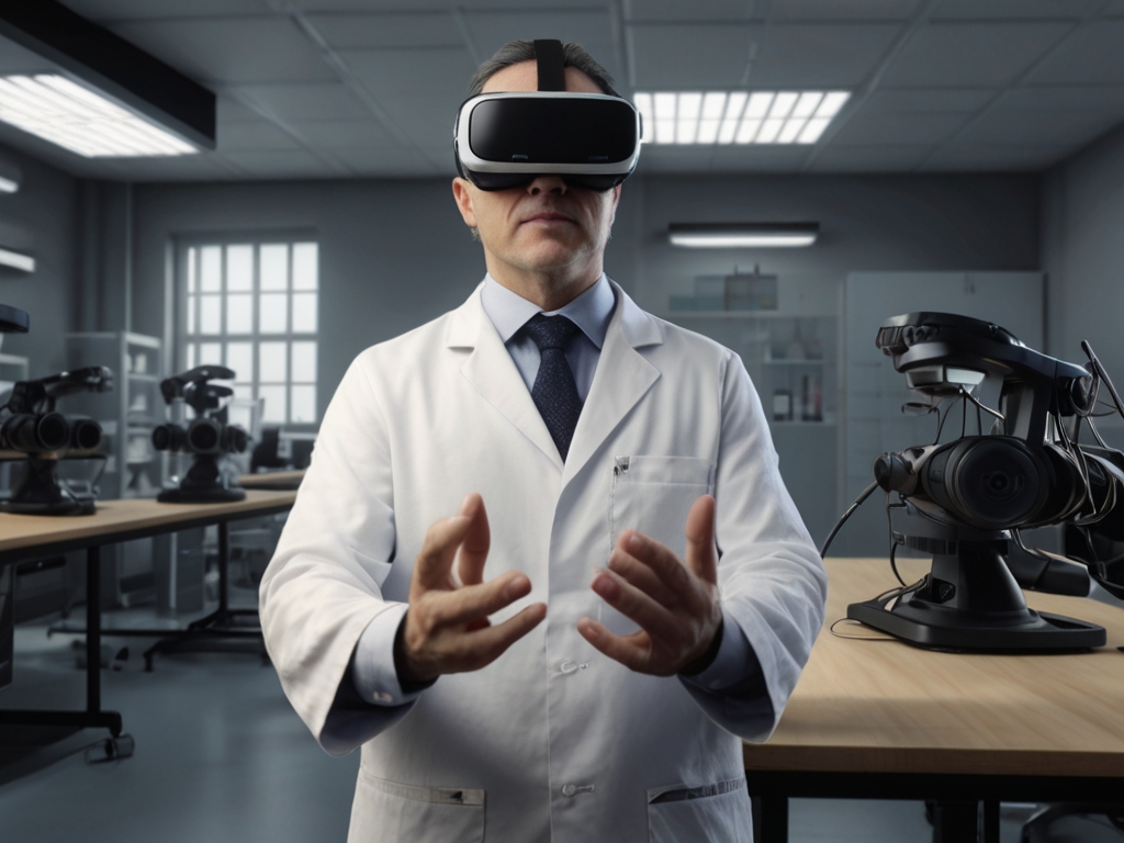 Scientist enjoying virtual reality