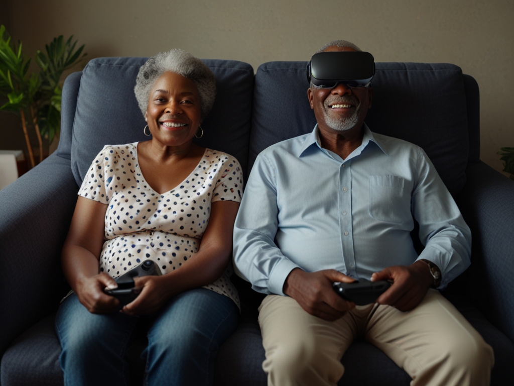 Elderly Couple Enjoying Virtual Reality
